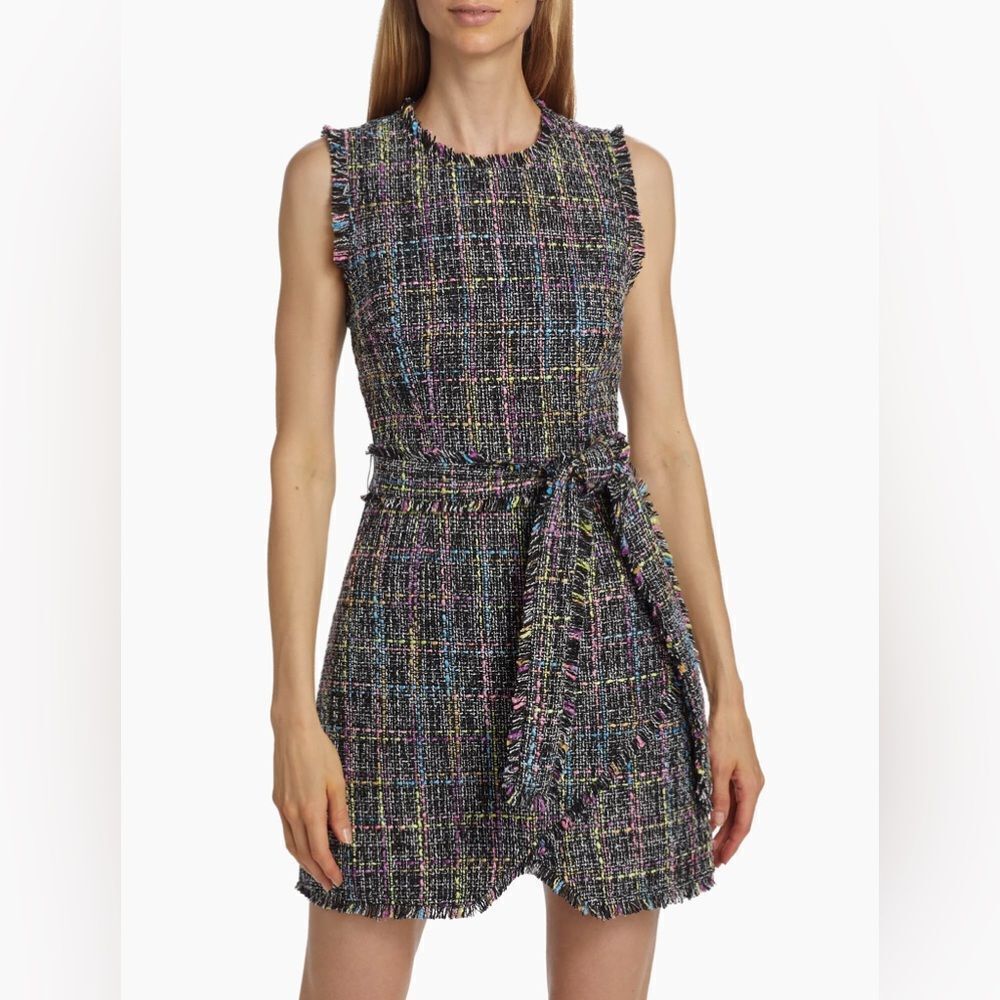 Cinq à Sept Rochelle Belted Tweed Minidress size 8